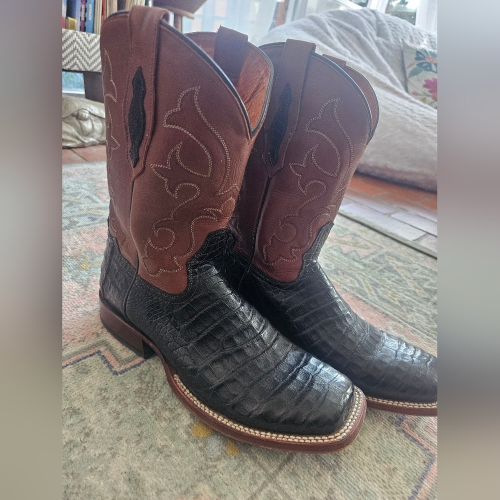 Tony Lama Burnished Caimen Belly Western Boots
